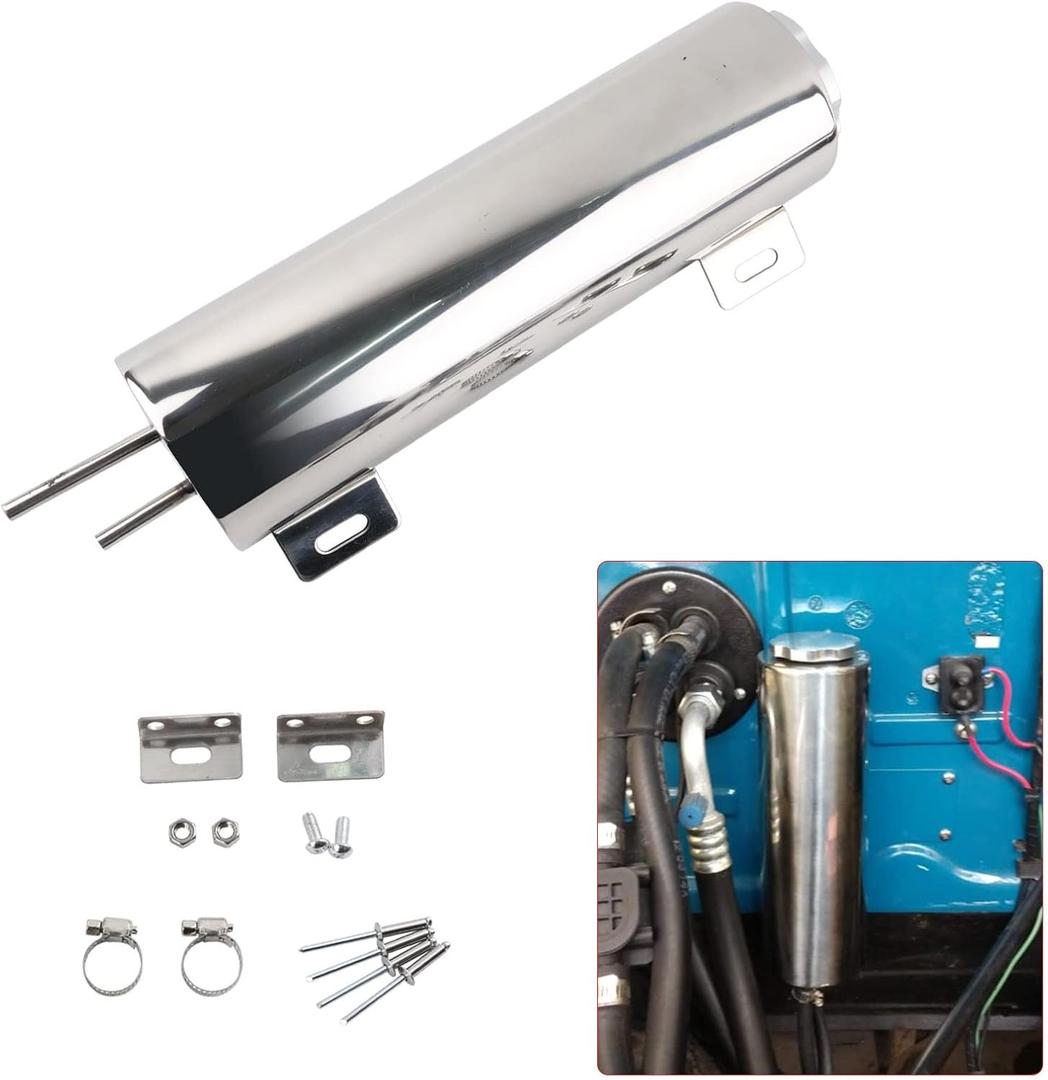 3"x10" Universal Radiator Overflow Tank,Stainless Steel Coolant Overflow Tank 32 OZ