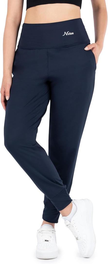 Nirlon Lightweight Joggers for Women - Lounge Pants with Pockets Women Wear for Workout Yoga Or Daily Use (Small, Navy Blue)