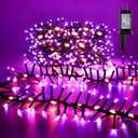 Brizled Outdoor Halloween Lights, 372 LED 17 Modes Orange & Purple Halloween Cluster Lights with Timer, 19.6FT Waterproof Spooky Light Plug in, Orange Purple Light Black Wire for Indoor Outdoor Decor