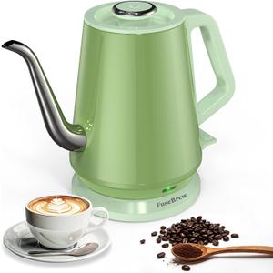 Gooseneck Electric Kettle 0.8L, 1200W Fast Boiling Stainless Steel – Auto Shut-Off, Precision Pour Over Kettle for Coffee & Tea, Ideal for Small Kitchen, RV, Travel (Green)