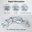 Absorbent Round Marble Coasters Set of 6 with Holder & Cork Backing, Funny Sayings Ceramic Home Decor for Housewarming Gifts, Modern Aesthetic Accessory for Coffee Drinks Table Outdoor House Office (Purple)