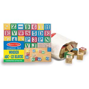 Melissa & Doug Deluxe Wooden ABC/123 1-Inch Blocks Set With Storage Pouch (50 pcs), Classic Letter And Number Wooden Blocks, For Toddlers And Kids Ages 2+