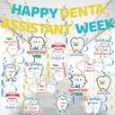 18 Pcs Happy Dental Assistant Appreciation Week Decorations 2 Dental Assistant Banners with 16 Teeth Hanging Swirl We Appreciate Thank You Week for Dentist's Medical Doctor Nurse Theme Party Decor