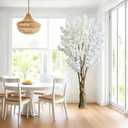 7FT Artificial Cherry Blossom Tree, White Faux Flower Tree for Home, Office, Wedding, Party & Outdoor Decor (2.1M)