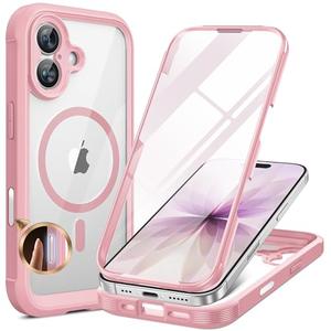 Miracase for iPhone 17 Case 6.3'', Full-Body Military Grade Drop Protection Outdoor Phone case with Built-in Glass Screen &Camera Control,Easy Installation,No Gap,Compatible with MagSafe, Pink