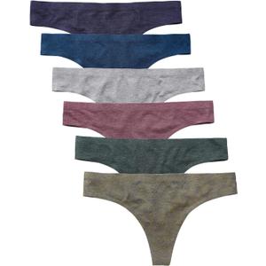 Wealurre Women's Cotton Thong Breathable Panties Low Rise Underwear (Medium, Blue Gold)