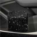NYTKL Bling Car Trash Can with Lid, Sparkly Mini Crystal Litter Container Auto Hanging Dustbin, Leakproof Plastic Trash Bin Rhinestone Garbage Storage Organizer for Car Home Office (Black)