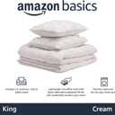 Amazon Basics All-Season Down-Alternative 3-Piece Comforter Bedding Set, Warm Soft Lightweight Microfiber, Pinch Pleat Design with Piped Edges, King, Cream