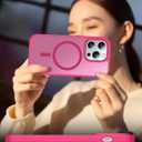 SPIDERCASE for iPhone 14 Pro Case, Magnetic Translucent Matte Case with 2PCS Tempered Glass Screen Protector Slim Phone Case for iPhone 14 Pro 6.1'', Hot Pink