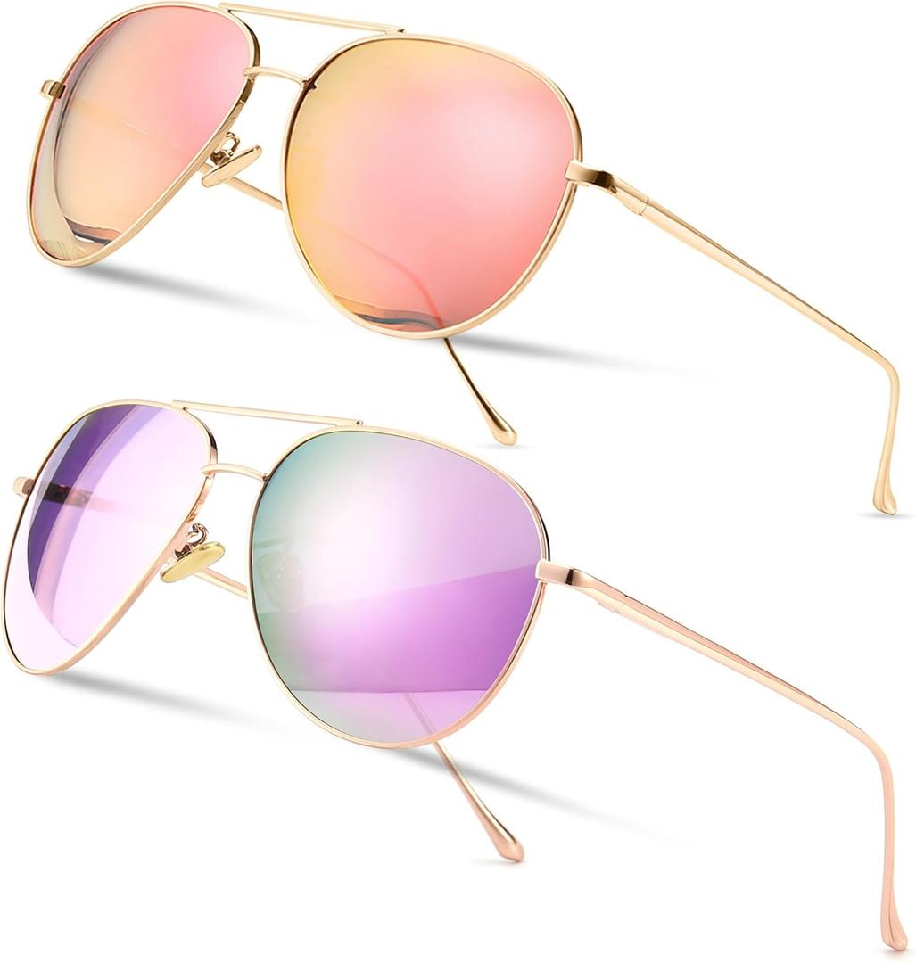 SUNGAIT Women's Lightweight Oversized Aviator Sunglasses - Mirrored Polarized Lens Classic Style