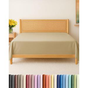 Twin XL Size Flat Sheet - Hotel Quality Top Flat Bed Sheet Only - Ultra-Soft, Breathable & Cooling - Fade & Wrinkle Free - Easy-Care, Stain & Shrink Resistant Bedding - Easy-Fit and Oeko-Tex - Beige