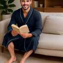 NY Threads Men's Robe Cotton Blend Knit Bathrobe (L)