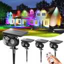 Solar Spot Lights Outdoor Waterproof IP68, RGB Colors Changing Solar Lights with 4 Lighting Modes, Solar Powered Lights Outdoor for Garden Yard Pathway Landscape (4Pack)