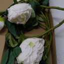 IPOPU Silk White Flowers Artificial Peonies 5PCS 10heads Vintage Fake Peonies Silk Peonies with Stems Real Look for Spring Decorations Floral Arrangements Home Table Centerpiece (White)