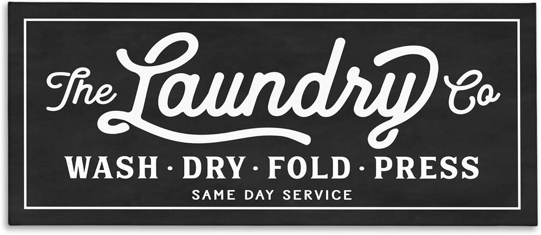 Stupell Industries Vintage Laundry Sign Cursive Typography Canvas Wall Art, 20x48, Multi-Color (48L" x 20W")