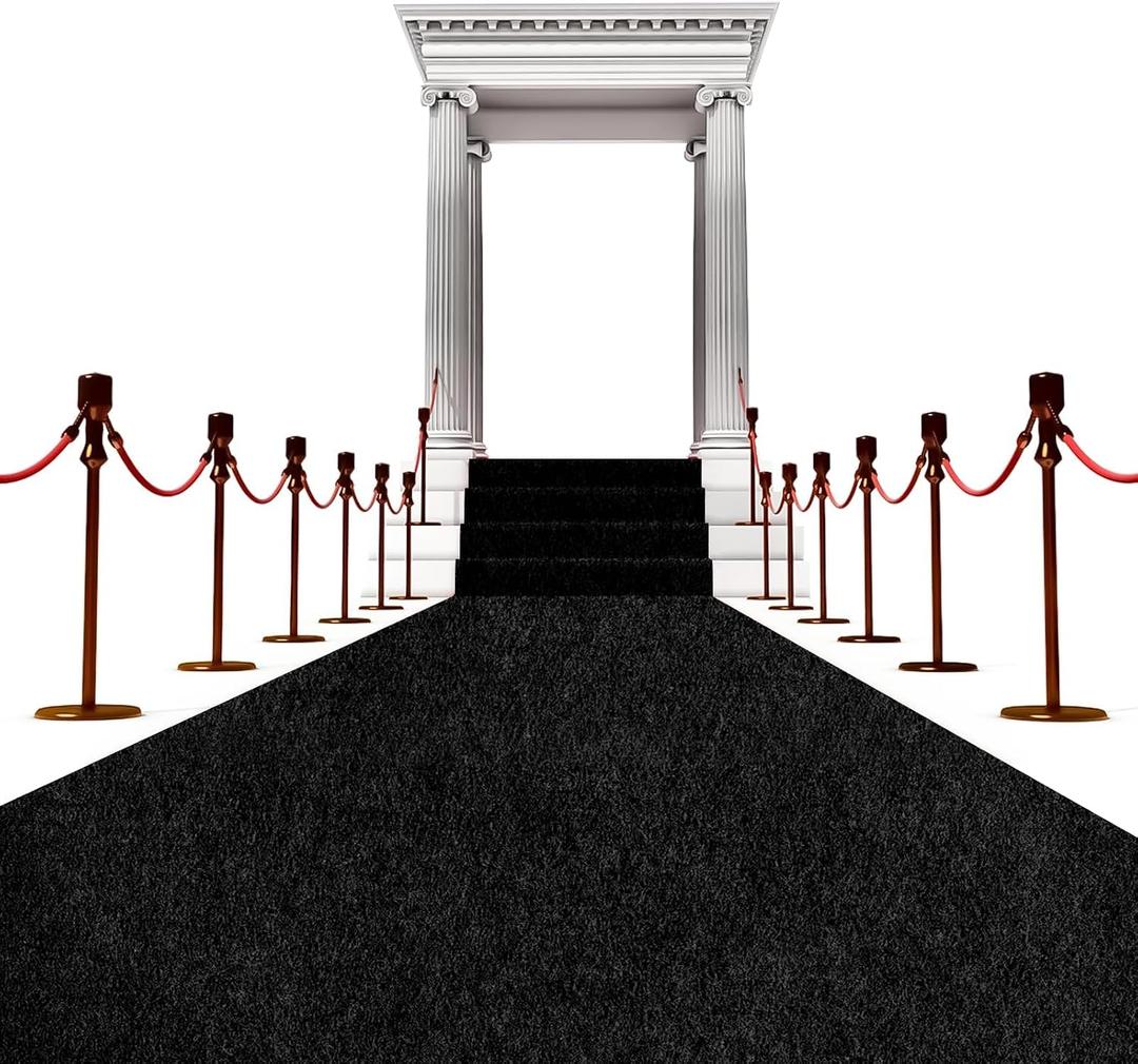 450 GSM Extra Thick Waterproof Black Carpet Runner for Events Decorations, 3X30 Ft Not Slip Black Runner Aisle Runway Rug for Wedding, Party, Banquet, Activity Entrance and Special Events Decorations