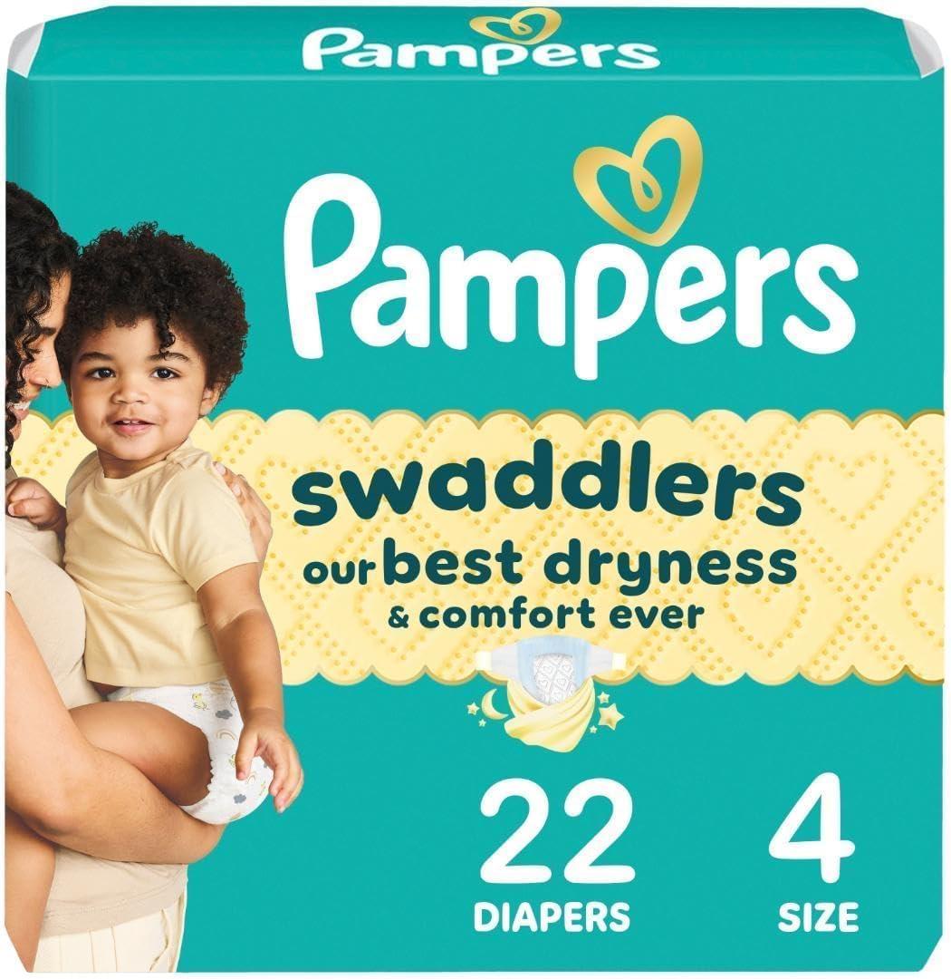 Pampers Swaddlers Diapers, Size 4 (15-34 lbs), 22 Count, Absorbent, Keeps Baby Dry and Comfortable, Skin Safe Disposable Baby Diaper