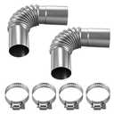 2PCS 25mm Stainless Exhaust Pipe Kit for Vevor Diesel Heater with 4 Clamps - Complete Diesel Heater Exhaust System Kit with 13cm Exhaust Tip & Accessories(Sliver)
