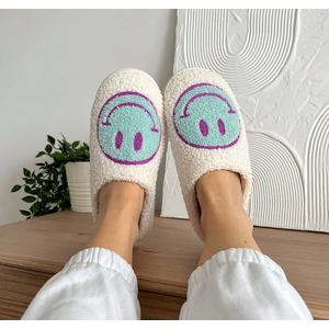 Smile Face Slippers for Girls Boys, Cute Soft Plush Anti-slip House Kids Girls Slippers with Memory Foam Warm Cartoon Happy face Shoes for Indoor Outdoor Toddler Girls