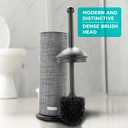 BROOKSTONE - Metallic Toilet Brush with Holder, Long Handle for Deep Bowl Cleaning, [Splash Protective Disc], Stylish Modern Space Saving Design, Leakproof Inner Container