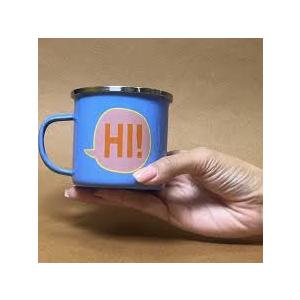 HI!  Funny Bernese Mountain Dog Lover Pet Owner Idea - 12 Oz Blue Stainless Steel Camping Mug