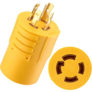 Kanayu NEMA L14-20P to L14-30R 20Amp to 30Amp Generator Adapter4 Prong Locking Generator 20Amp Male Plug to 30Amp Female Receptacle Adapter(Yellow)