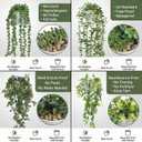 4 Pack Artificial Hanging Plants for Shelf,Fake Plants for room decor,String of Pearls,Mandala & Pea Pod Leaves in Pots for Indoor Outdoor Shelf Wall Decor - Realistic Faux Greenery(white flowerpot)