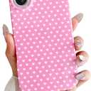 Skyseaco for iPhone 17 Case Cute Heart Phone Case Soft Slim TPU Shockproof Phone Cover for Women Girls - Pink and White