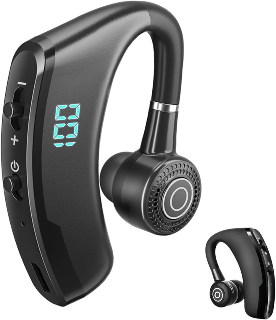 V9 Bluetooth Earpiece, Single Ear Hook Earphone, 14 Hours Talktime, Noise Cancelling Bluetooth Headset for Sports Driving Business