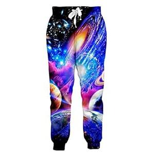 Teen Boys Girls 3D Galaxy Print Pants Harem Jogger Pants Funny Graphric Cargo Sweatpants with Pockets M