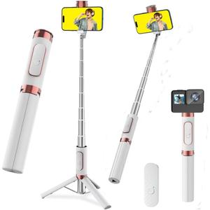 Selfie Stick Phone Tripod for with Remote Selfie Stick Tripod for iPhone & Android, Portable Aluminum Alloy 3 in 1 Stand for Group Photos with 1/4" Screw for Gopro Cam, Vlog/Travel/Photography