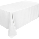Decor Linens 90 x 132 Inch Rectangular Polyester Tablecloth with Oblong Corners, Weddings, Trade show, Banquets, Home, White