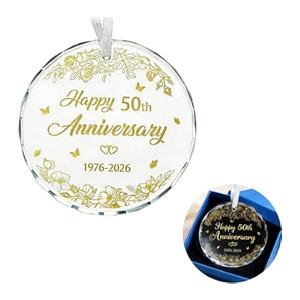 50th Wedding Anniversary Ornament,  Anniversary Wedding Gift, Years As Mr. & Mrs. Gift for  Years Couple Husband Wife Married Parents Grandparents Friends 2025 - Glass Ornament 3"