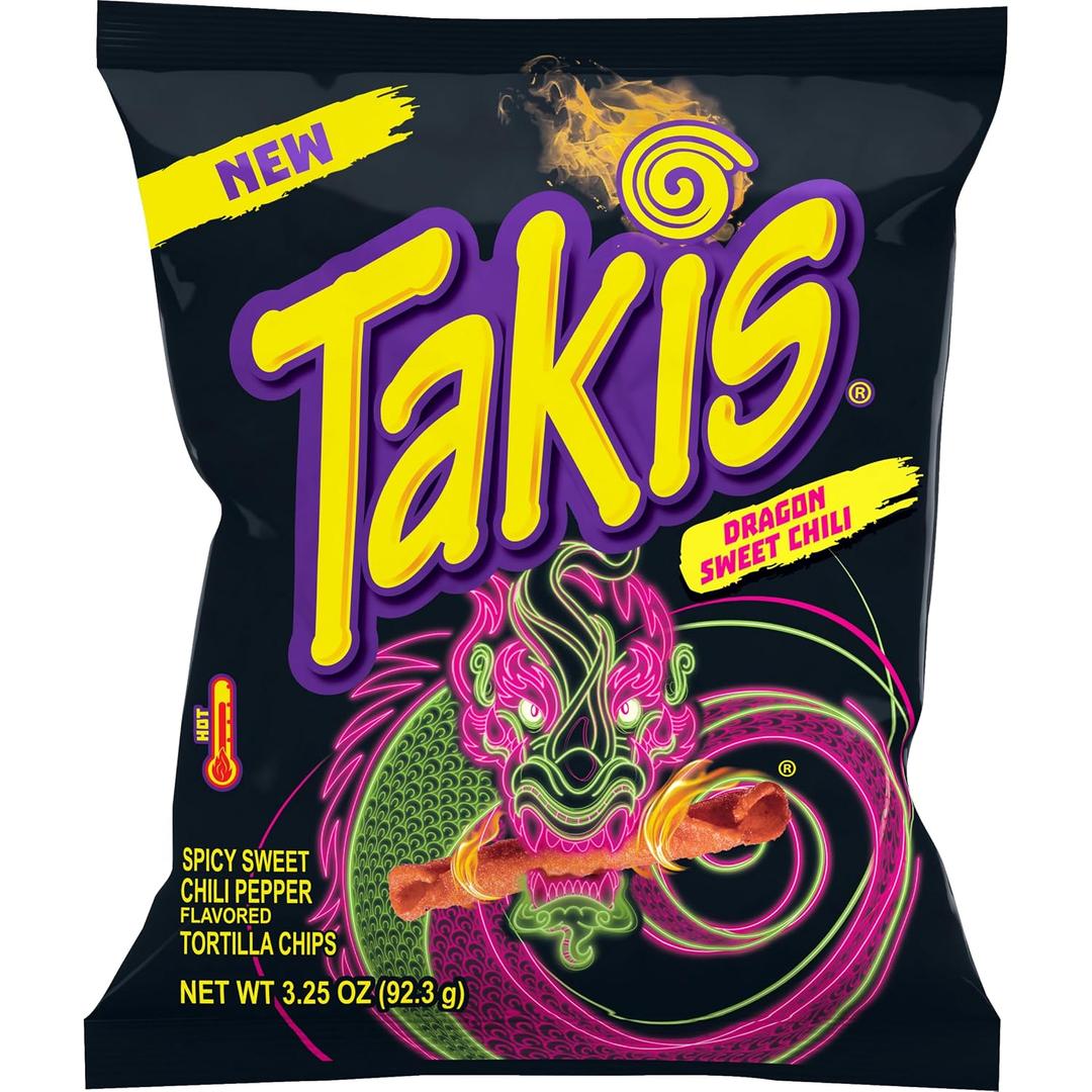 Takis Dragon Sweet Chili, Spicy Sweet Chili Pepper Flavored Hot Tangy Rolled Tortilla Chips Snack Bag