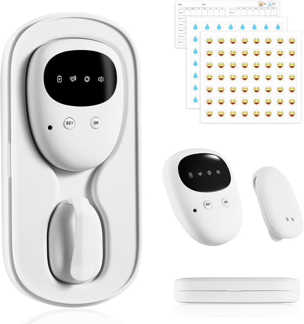 Bed Wetting Alarm for Boys and Girls, Wireless Pee Alarm with Magnetic Sensor,High Sensitivity, Loud Sound, Strong Vibration, Bedwetting Solutions for Kids and Elderly