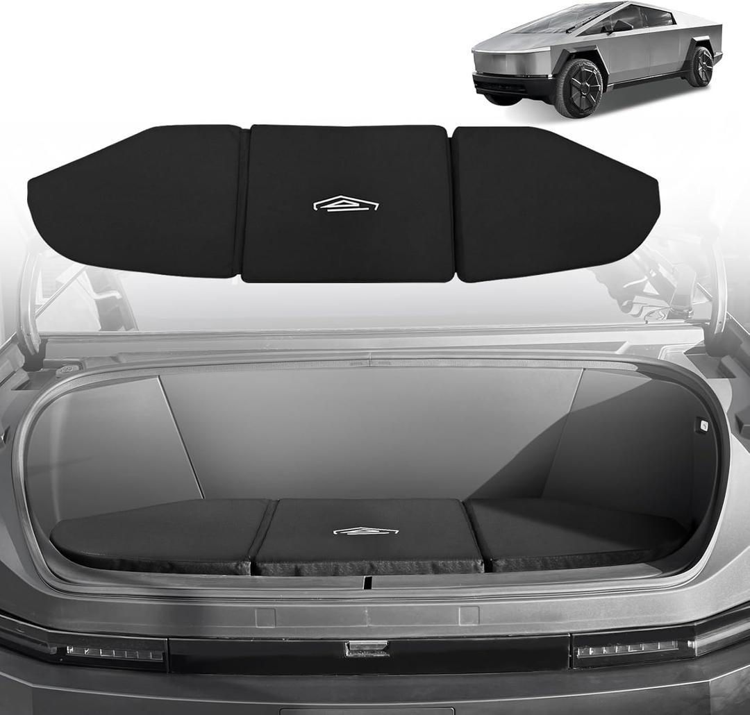 BestEvMod Frunk Seat Cushion Compatible with Cybertruck 2023 2024 2025 Accessories Front Trunk Seat Cushion Folding Portable Black Camping Travel Easy to Install Custom Fit Cybertruck