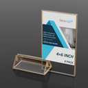 Acrylic Table Numbers Wedding 4x6 Vertical 4 Pack, Acrylic Table Card Holder Gold, Clear Menu Holder for Table Top, Restaurant Retail, Paper Holder, Photo Frame (4x6 - Vertical)