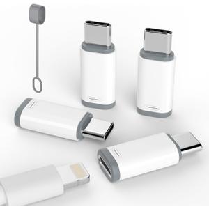 4 Pack Lightning to USB C Adapter for iPhone 15/16 Pro/16 Pro Max/Plus,Samsung S24,iPad Air,Nintendo Switch,Fast Charging&Data Transfer (Lightning to USB C Adapter)