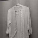Yekaty Women Cardigan 3/4 Sleeves Open Front Lightweight Cardigan Draped Ruffles Knit Cardigan Size L