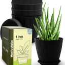 6 Inch Indoor Planter Pots with Drainage Hole and Tray Saucer,Flower Pots for Indoor Outdoor Garden Plants and Flowers, Multicolor, 5 Packs (Black)