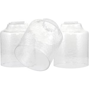 Kira Home Caspian 6" Hammered Glass Shades, Replacement Glass, 1-5/8" Fitter Opening for Threaded Medium Base Socket, 5" x 6", 3-Pack (Clear)