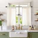 BGment Linen Kitchen Window Curtains 36 Inch Length for Over Sink - Beige Cafe Drapes Semi Sheer with Rod Pocket Light Filtering for Bathroom Small Window, 2 Panels, Each Panel 30 Inch Wide