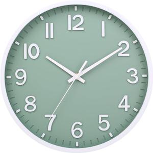 Wall Clocks Battery Operated 8 inch Modern Wall Clock,Silent Non Ticking Wall Clock for Living Room Bedroom Kitchen Office Classroom Decor (Green White)