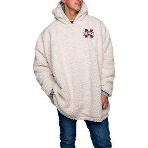 FOCO NCAA unisex-adult Reversible Oversized Sherpa Hoodie Sweatshirt Big Logo Hoodeez (Team Color,  One Size)