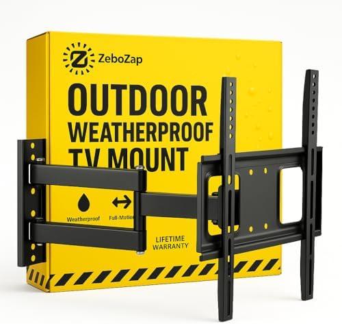 ZeboZap ZZTVA8044 Outdoor TV Mount | Weather Proof - Mount on Vinyl Siding, Stucco, Brick and Stone for Patio, Backyard | Holds 154lbs Upto 70" TV (Size: 32"-70" TV)