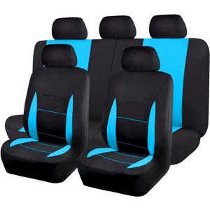 Flying Banner Car Seat Covers Front Seats Rear Bench Polyester car seat Protectors Easy installations Rear Bench Split Classic Man Lady Truck (Black & Mint Blue)