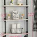 HDDFER White Floating Shelves 24 inch Pipe Wall Shelves Bathroom Shelves Over Toilet with Wood Planks Industrial Pipe Floating Shelves Farmhouse Bathroom Pipe Shelves Wall Mounted, 3Tier24in