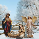 Kigley 4pcs Christmas Outdoor Nativity Set 4ft Large Religious Yard Signs Lawn Nativity Outdoor Christmas Decorations Holy Birth Manger Scene Supplies with Stake for Xmas Home, Christmas Decorations for Home, Nativity Scene Set