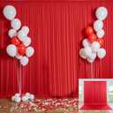 12ftx10ft Wrinkle Free Red Backdrop Curtains for Parties, 2 Panels 12FT Long Red Photo Backdrop Drapes Silky Back Drop Cloth for Wedding Birthday Photography Background Decor