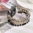 MOFREE Beaded Bracelet Compatible with Apple Watch Band 38mm/40mm/41mm/42mm, Fashion Elastic Stretch Women Bands for iWatch Series 11/10/9/8/7/SE/6/5/4/3/2/1 iPhone Watch Strap Bands (Black/Gray/Gold)